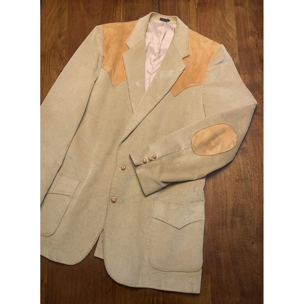 Vintage Brad Whitney Blazer Jacket Mens 44/46 Western Rockabilly Cord Yoke 70s